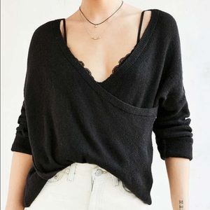 UO Kimchi Blue Black Wrap Sweater